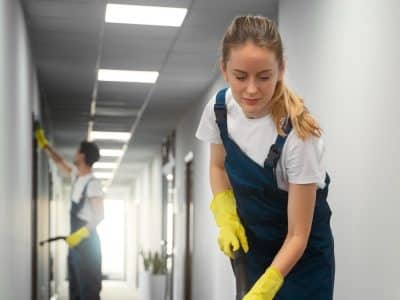 Junge Frau beim Putzen